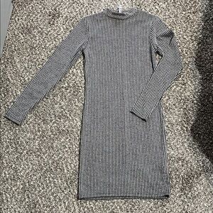 Cotton On Black and White Striped Long Sleeve Dress